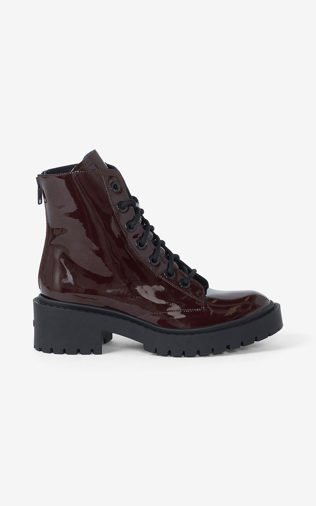 Kenzo Pike lace up Deri ankle Bot Bayan Bordo | 3892-JGREH